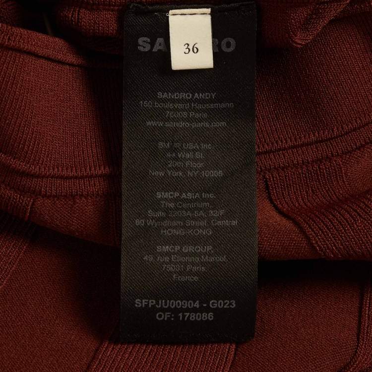 Pre Owned Sandro Brown Striped Stretch Knit Set S