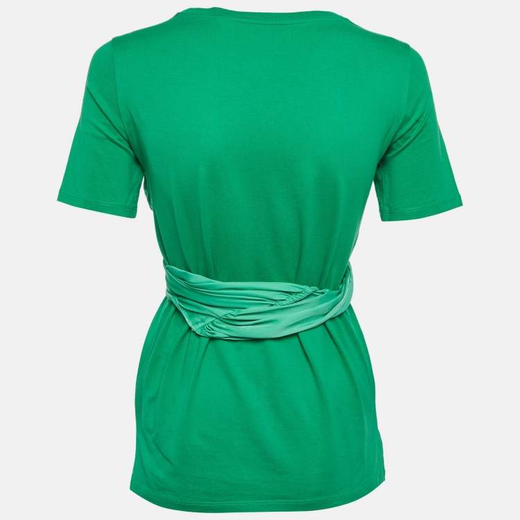 Pre Owned Sandro Green Silk and Jersey Top XS