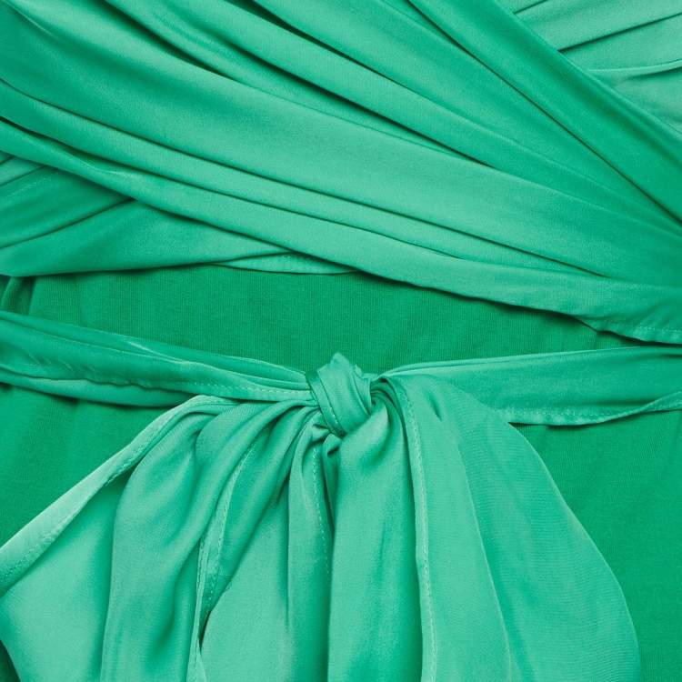 Pre Owned Sandro Green Silk and Jersey Top XS