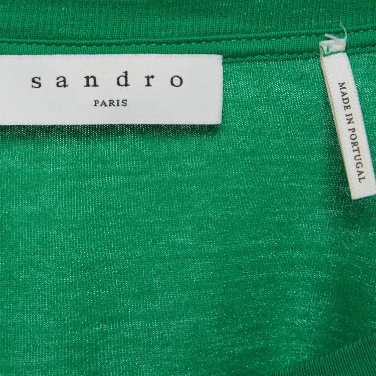 Pre Owned Sandro Green Silk and Jersey Top XS