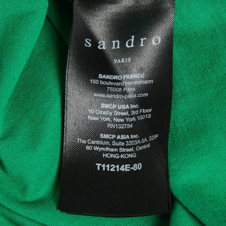 Pre Owned Sandro Green Silk and Jersey Top XS