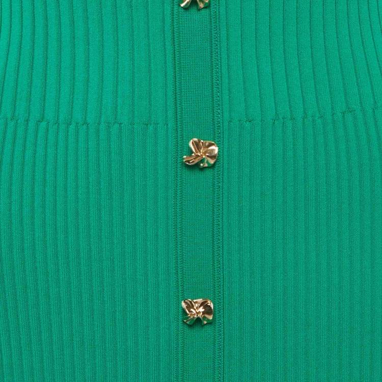Pre Owned Sandro Green Rib Knit Flared Maxi Dress M