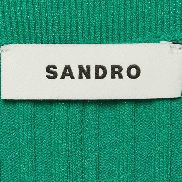 Pre Owned Sandro Green Rib Knit Flared Maxi Dress M