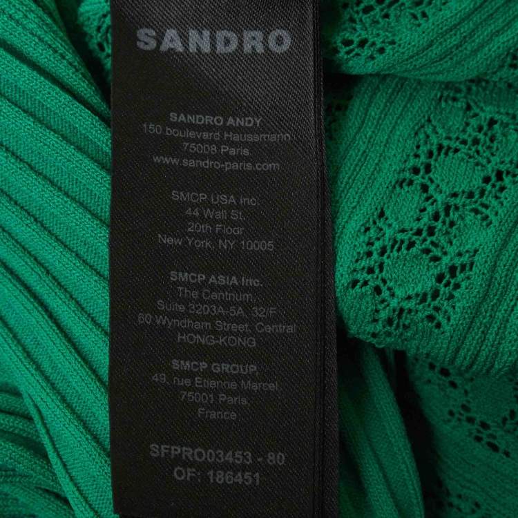 Pre Owned Sandro Green Rib Knit Flared Maxi Dress M
