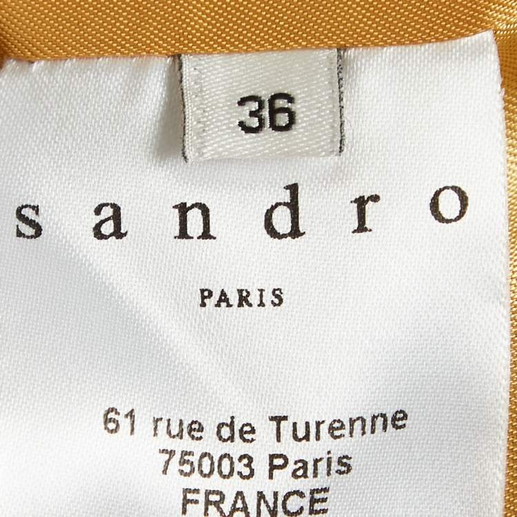 Pre Owned Sandro Black Crepe Leather Trim Buttoned Blazer XS