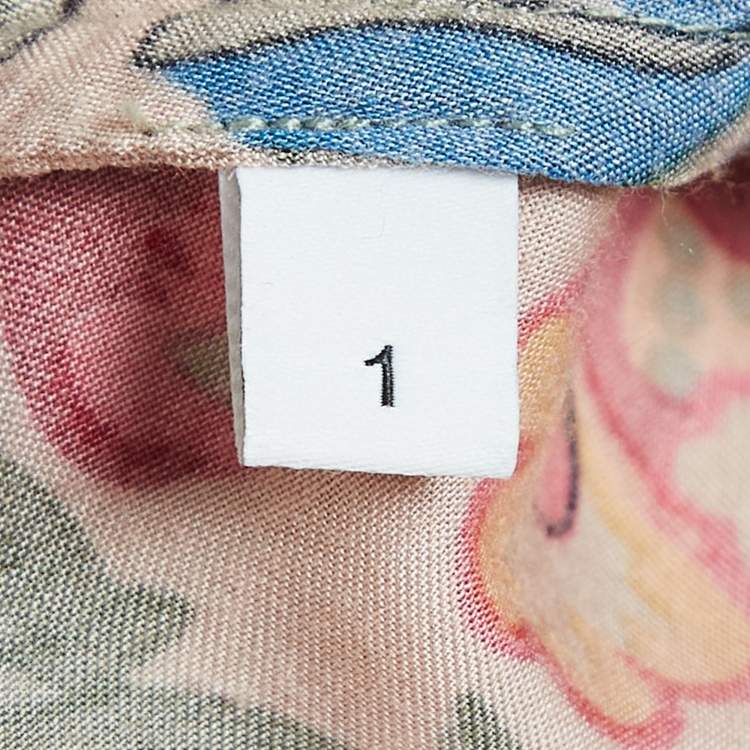 Pre Owned Sandro Multicolor Floral Print Crepe Neck Tie Detail Midi Dress S