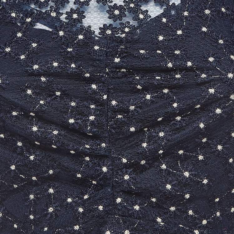 Pre Owned Sandro Navy Blue Lace Embellished Lucianita Mini Dress S