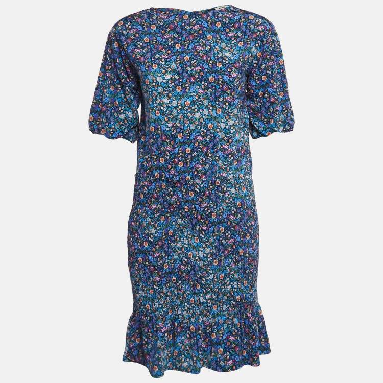 Sandro Blue Floral Printed Jersey Spinelle Mini Dress XS Sandro | TLC