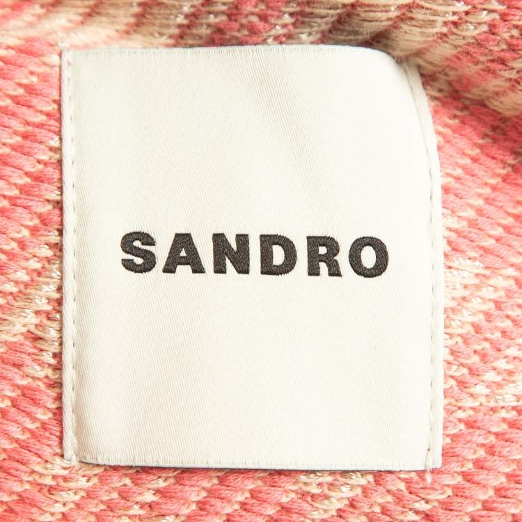 Pre Owned Sandro Pink Houndstooth Knitted Jacket S