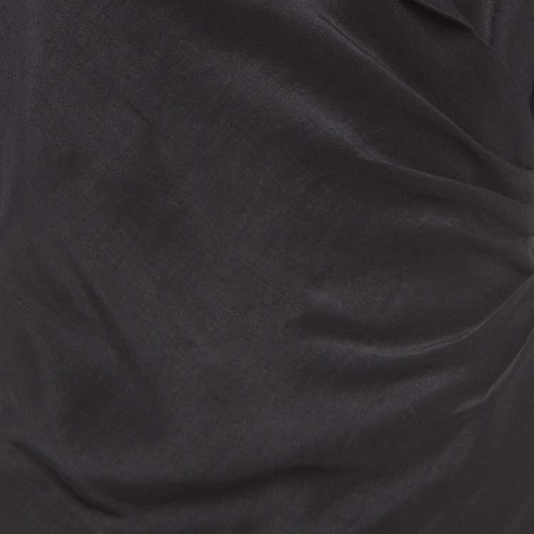 Pre Owned Sandro Black Linen Blend Ruched Midi Dress S