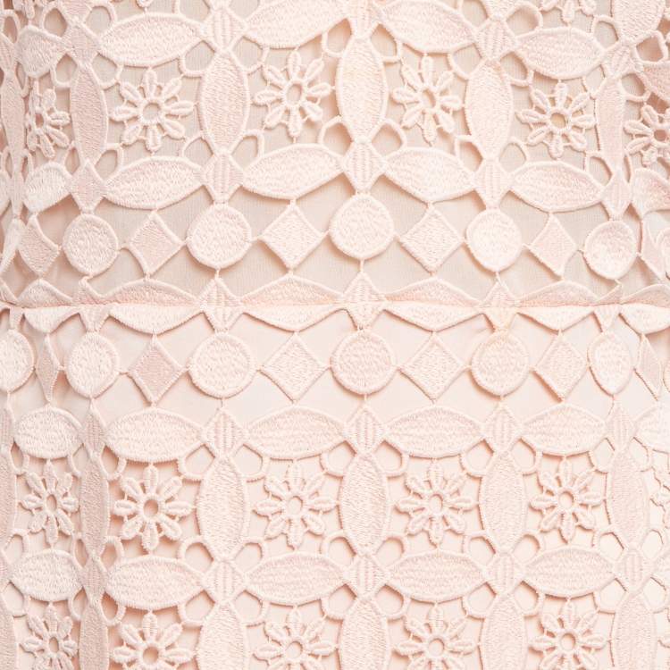 Pre Owned Sandro Pink Floral Pattern Lace Tie-Up Detail Mini Dress S