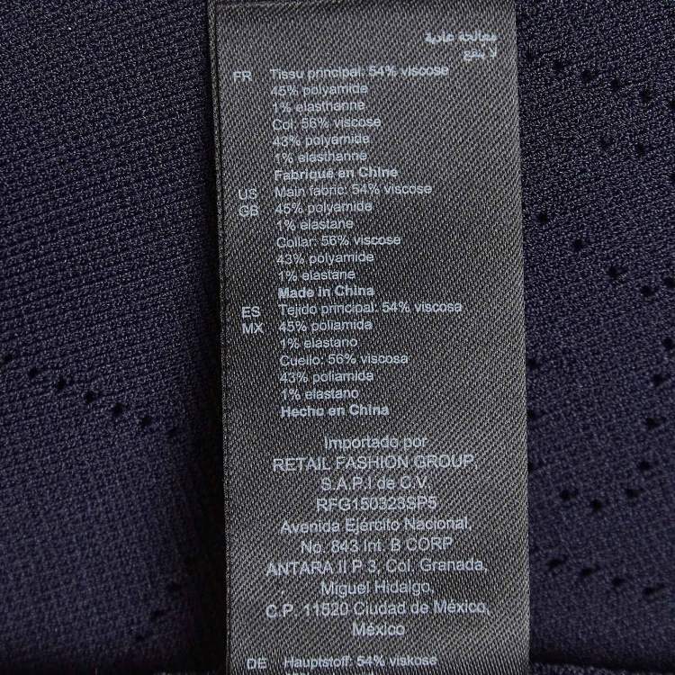 Pre Owned Sandro Navy Blue Patterned Knit Zip-Up Mini Dress S