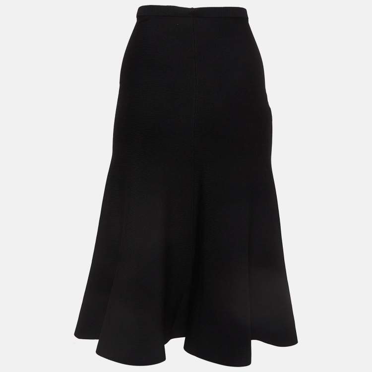 Pre Owned Sandro Black Knit Flared Midi Skirt S