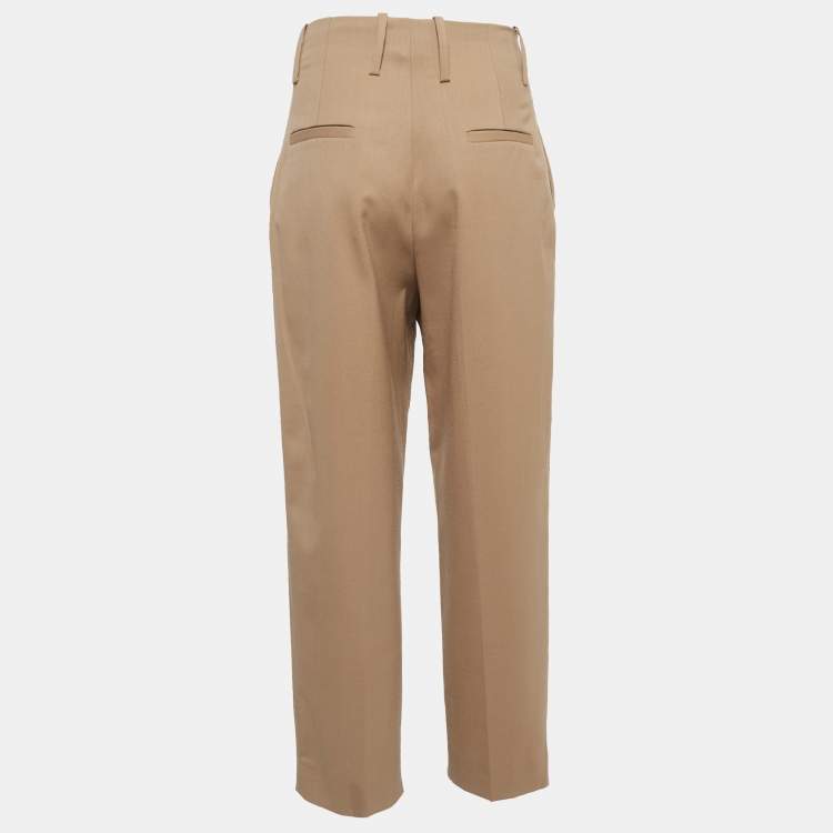 Pre Owned Sandro Brown Wool Blend High-Waist Trousers S