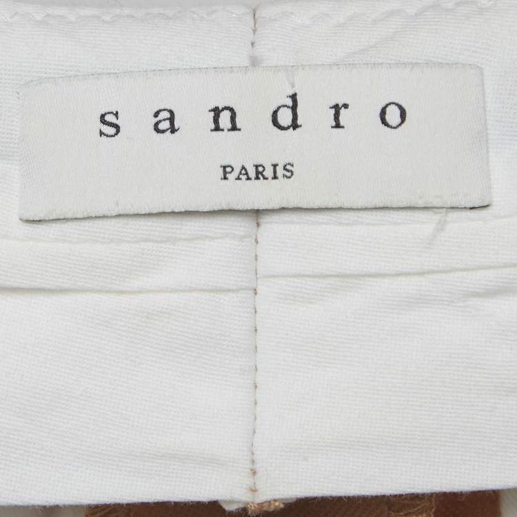 Pre Owned Sandro Brown Wool Blend High-Waist Trousers S
