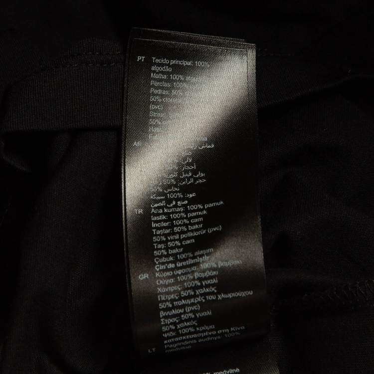 Pre Owned Sandro Black Cotton Knit Crystal Embellished T-Shirt S