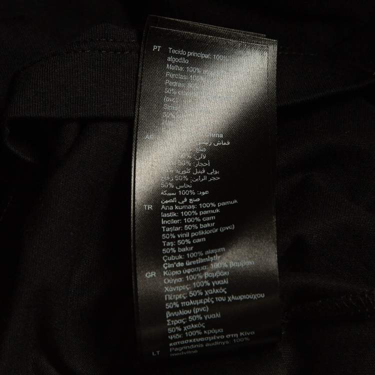 Pre Owned Sandro Black Cotton Knit Crystal Embellished T-Shirt S