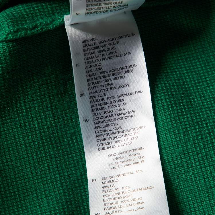 Pre Owned Sandro Green Embellished Knit Sweater S
