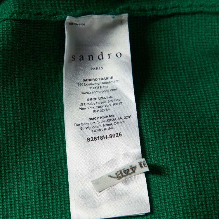 Pre Owned Sandro Green Embellished Knit Sweater S