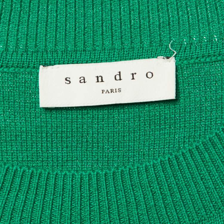 Pre Owned Sandro Green Embellished Knit Sweater S