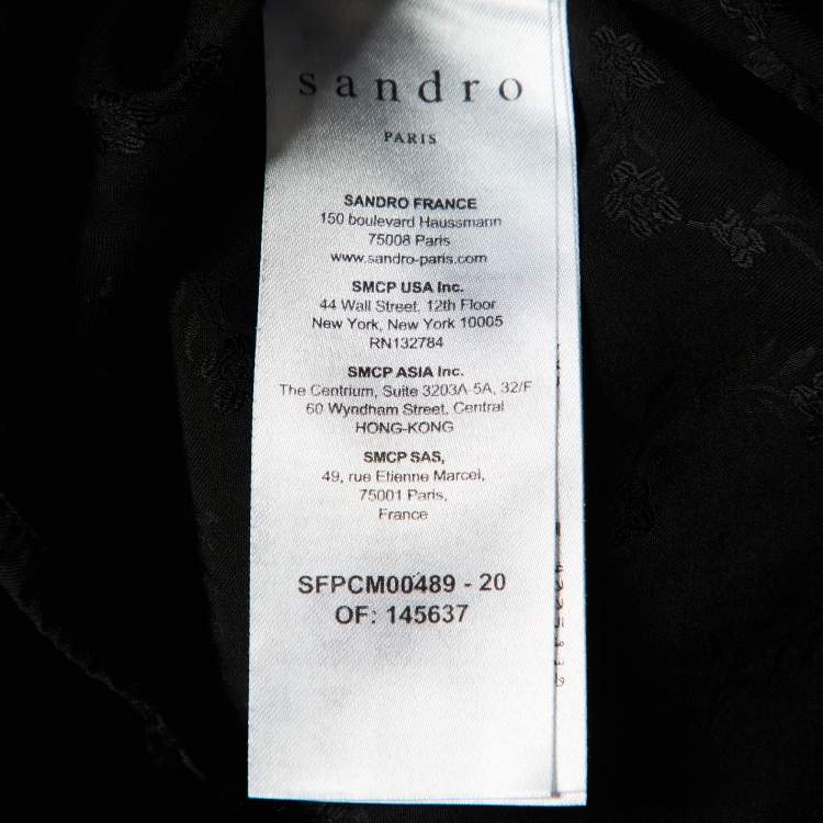 Pre Owned Sandro Black Floral Patterned Satin Top S    