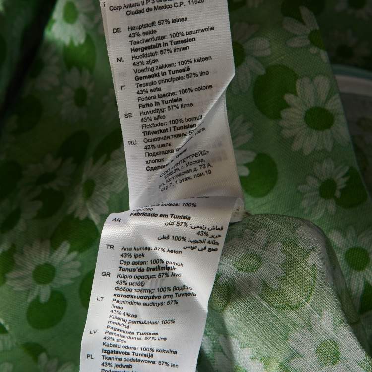 Pre Owned Sandro Green Printed Linen-Blend Skirt L