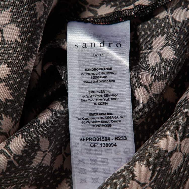 Pre Owned Sandro Black Printed Satin Maxi Dress M