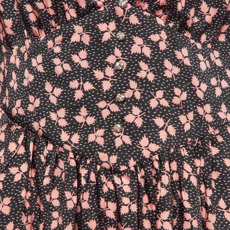 Pre Owned Sandro Black Printed Satin Maxi Dress M