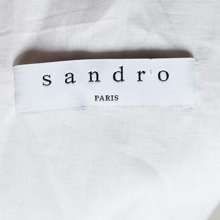 Pre Owned Sandro White Cotton Applique Detail Belted Mini Dress S