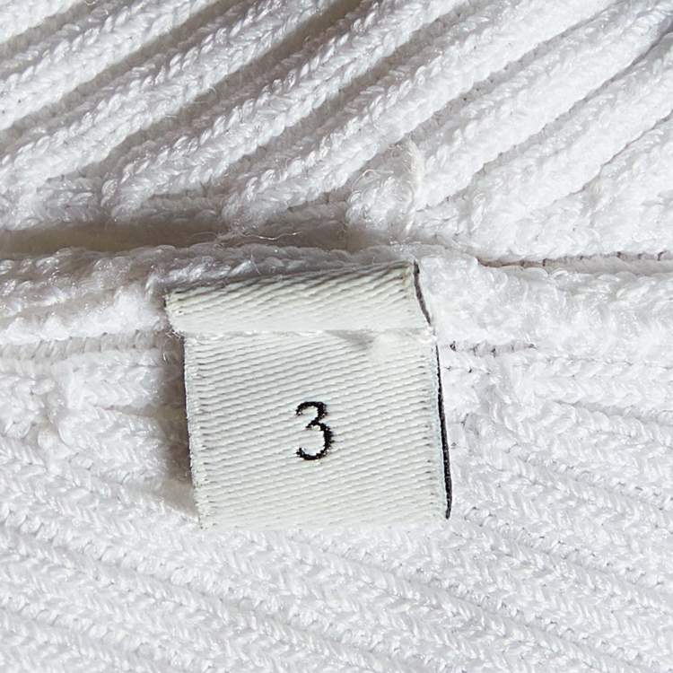 Pre Owned Sandro White Rib Knit Criss-Cross Detail Galina Top L
