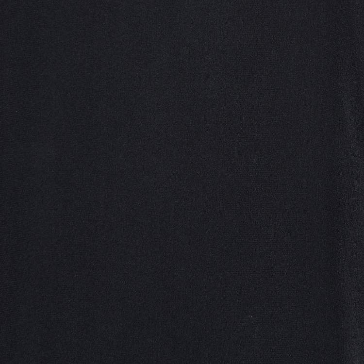 Pre Owned Sandro Black Silk & Knit Paneled Long Sleeve Top M