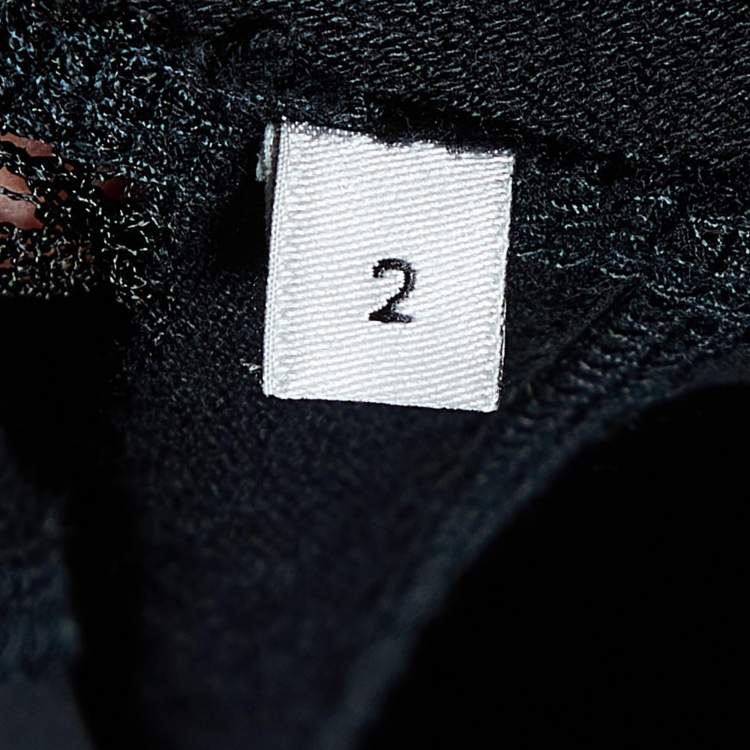 Pre Owned Sandro Black Silk & Knit Paneled Long Sleeve Top M