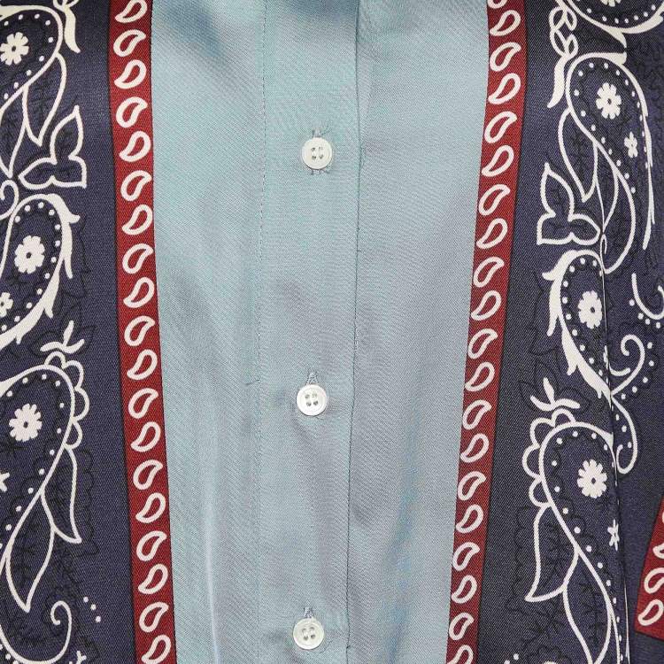 Pre Owned Sandro Blue Printed Crepe Shirt M