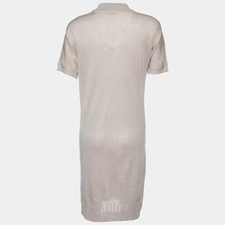 Pre Owned Sandro Beige Cotton Knit Buttoned Short Dress S
