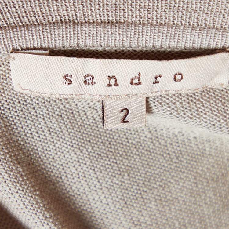 Pre Owned Sandro Beige Cotton Knit Buttoned Short Dress S