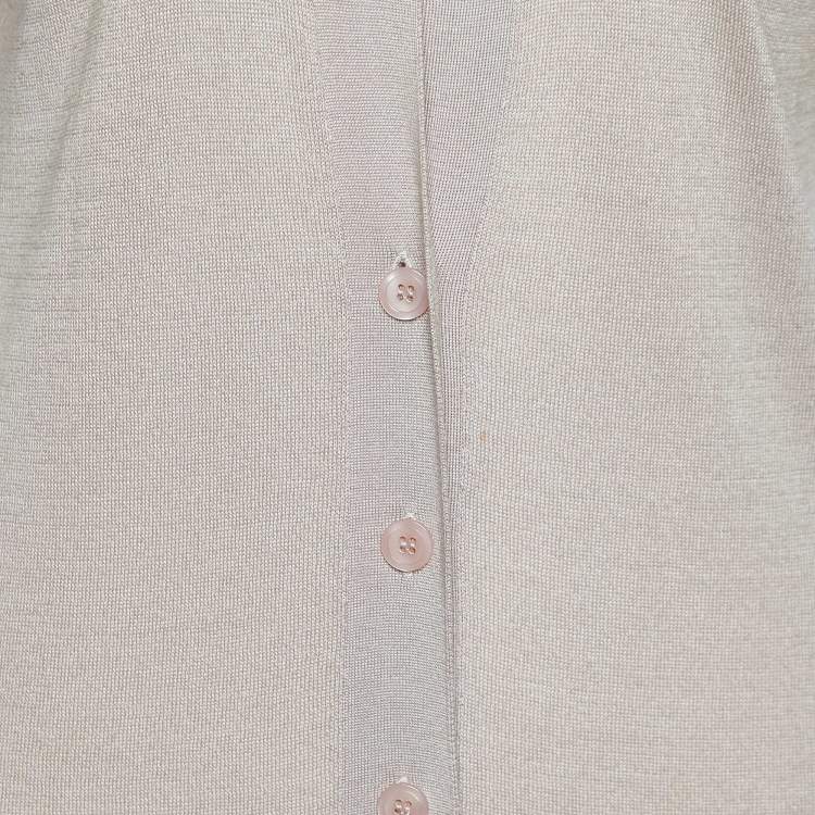 Pre Owned Sandro Beige Cotton Knit Buttoned Short Dress S