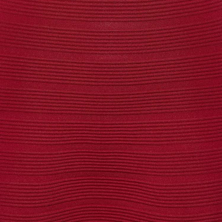 Pre Owned Sandro Red Textured Stretch Knit Flared Dress S