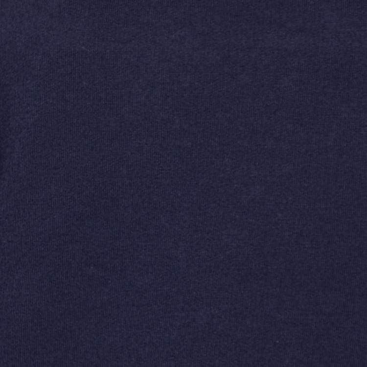 Pre Owned Sandro Navy Blue Cotton Blend Knit Embellished Sleeve Sweatshirt S