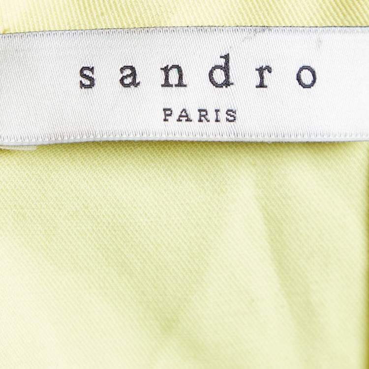 Pre Owned Sandro Yellow Sequin Fringe Embellished Mesh Sleeveless Top S