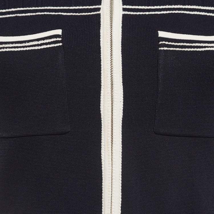 Pre Owned Sandro Navy Blue Aliette Knit Mini Dress S