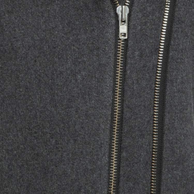 Pre Owned Sandro Grey Wool Blend and Fur Hooded Coat XS
