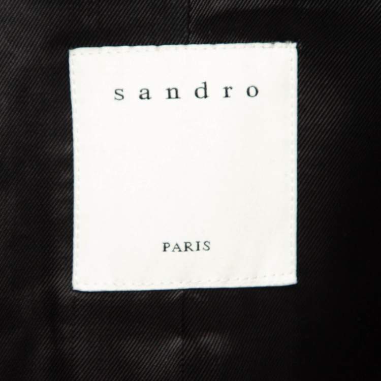 Pre Owned Sandro Grey Wool Blend and Fur Hooded Coat XS