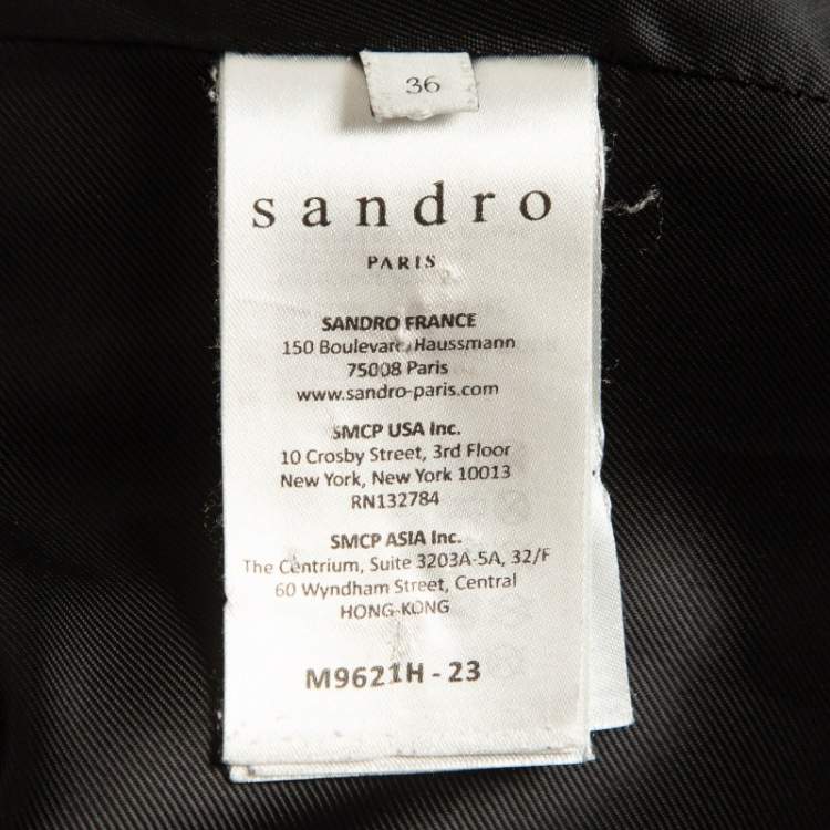 Pre Owned Sandro Grey Wool Blend and Fur Hooded Coat XS