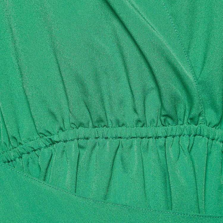 Pre Owned Sandro Green Chiffon Cut-Out Rebella Midi Dress L