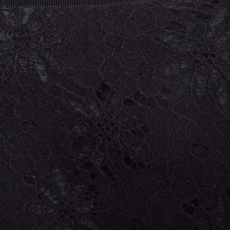 Pre Owned Sandro Black Lace Embroidered Midi Skirt S