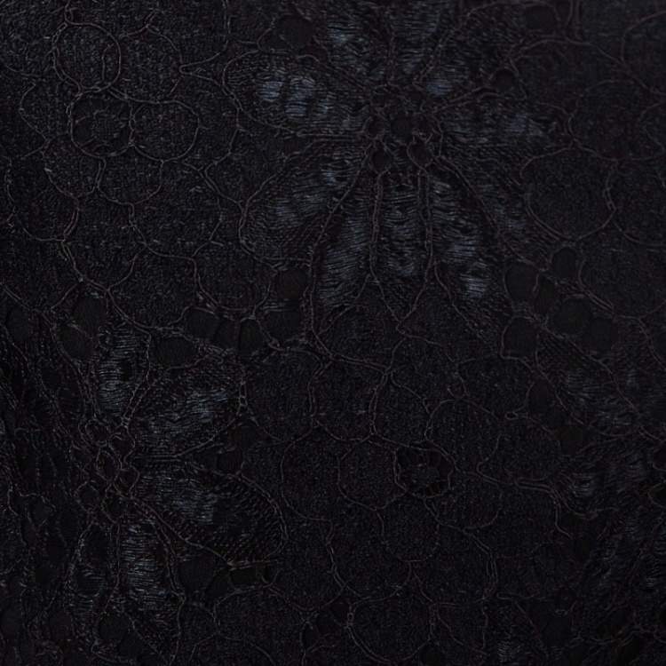 Pre Owned Sandro Black Lace Embroidered Midi Skirt S