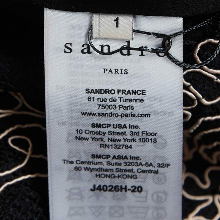 Pre Owned Sandro Black Lace Embroidered Midi Skirt S