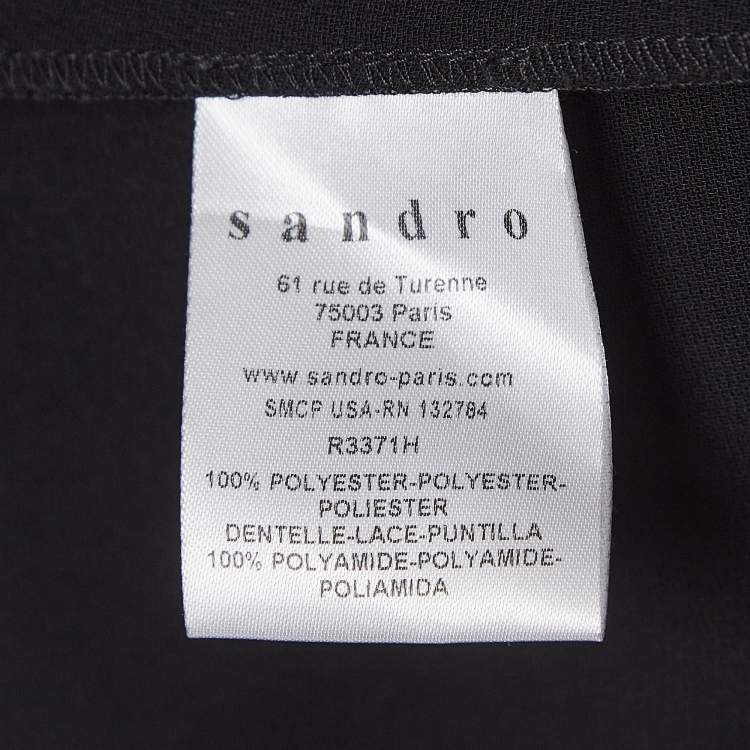 Pre Owned Sandro Black Lace And Crepe Peplum Mini Dress S