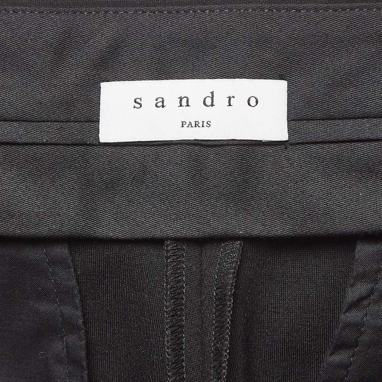 Pre Owned Sandro Black Studded Stretch Crepe Trousers S