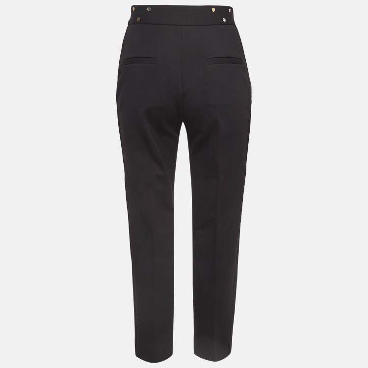 Pre Owned Sandro Black Studded Stretch Crepe Trousers S